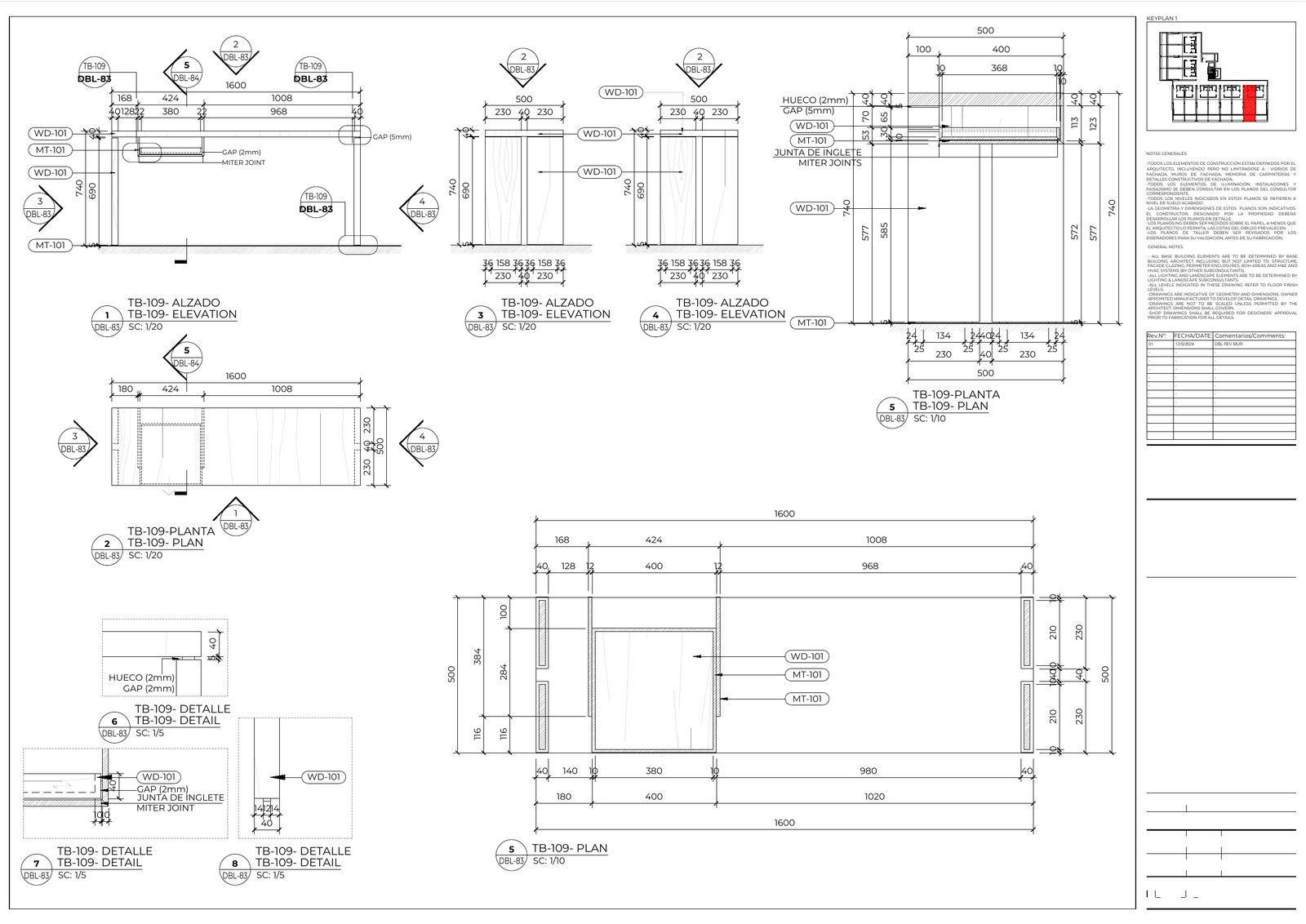 Technical drawing prepared for custom furniture production